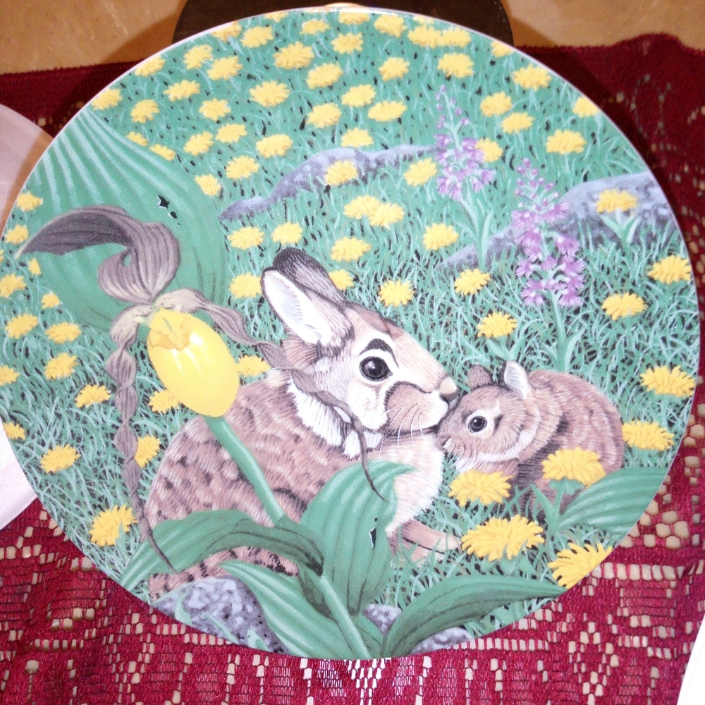 Adorable Rabbit w/baby in Tulips